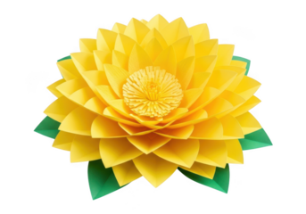 Beautiful yellow paper flower design isolated on transparent background