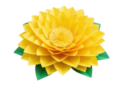 Beautiful yellow paper flower design isolated on transparent background
