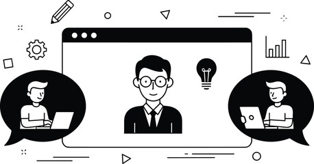 Online Learning & Virtual Collaboration Illustration Modern E-Learning Concept Design