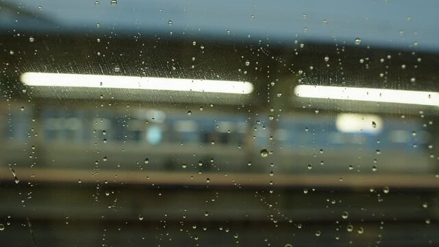 Rain on driving train window