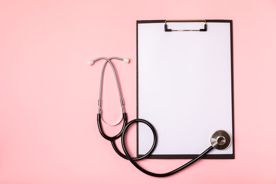 Stethoscope on the table. Medical instrument. Medical concept. Healthcare. Health Day.Doctor equipment. Cardiology. Heart disease.Lung diagnostics.Diagnosis of respiratory inflammation.Space for text