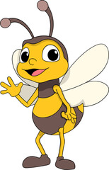 Obraz premium Friendly Bee Mascot Waving Hand in a Cheerful Cartoon Character Illustration