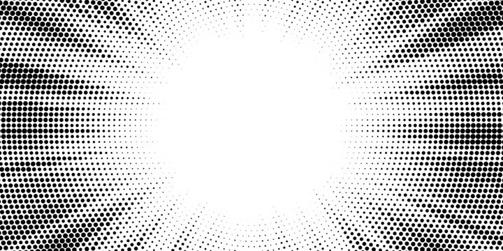 Halftone gradient sun rays pattern. Abstract halftone color dots background. Red pop art, comic small dots. star rays halftone poster. shine, explosion.