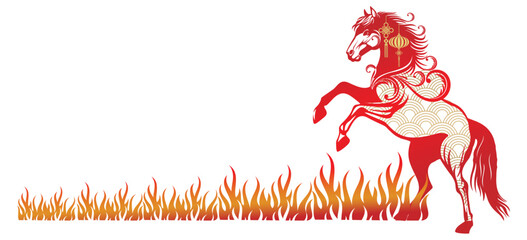 Chinese zodiac red horse with fire vector illustration 6.eps