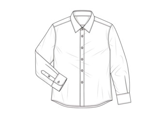 Technical drawing of a long sleeved dress shirt