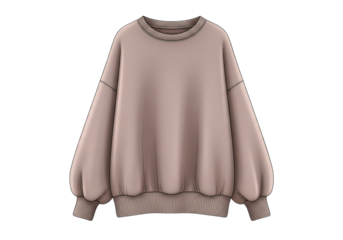 Oversized beige sweatshirt with balloon sleeves