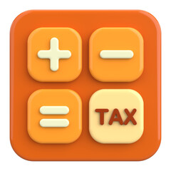 Fototapeta premium 3D Tax Icon Illustration with Calculator and Finance Elements.