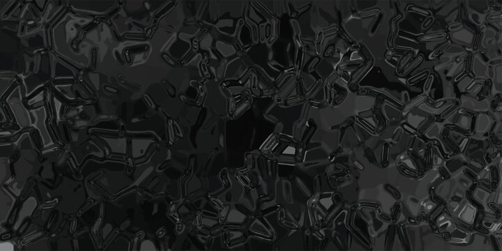 Dark abstract background with a glossy, fluid texture resembling molten dark glass or oil slicks with organic, irregular cell-like formations and high reflectivity