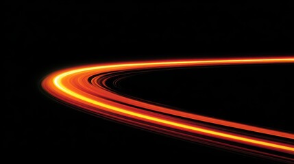 Dynamic abstract curved light effect with speed and motion on black background