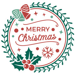 Fototapeta premium Merry Christmas greeting badge vector. Christmas decoration icons, labels, illustration and elements .