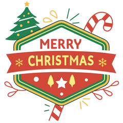 Merry Christmas greeting badge vector. 
Christmas decoration icons, labels, illustration and elements .