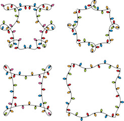 Ozdobne ramki w lampki choinkowe. © EmBer_graphic