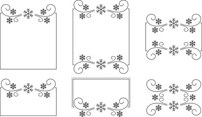 Ozdobne ramki z motywem płatk&oacute;w śniegu.