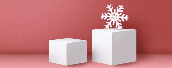 Minimal abstract background for product presentation with geometric shapes and snowflake accent