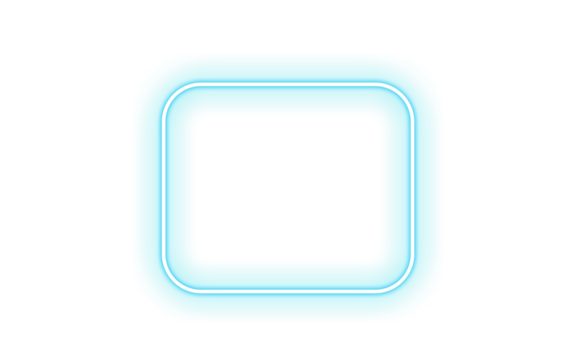 Glowing neon square with rounded corners on a black background - Powered by Adobe