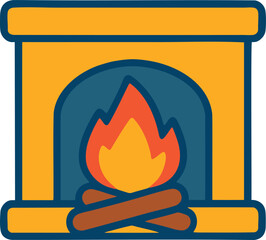 Fireplace Winter Cozy Decoration Icon