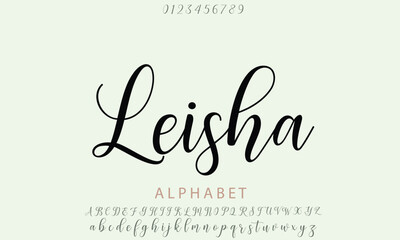 Leisha Script alphabet letters font for logo