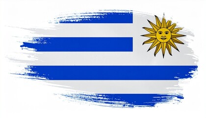 Brushstroke Uruguay Flag Patriotic Artwork