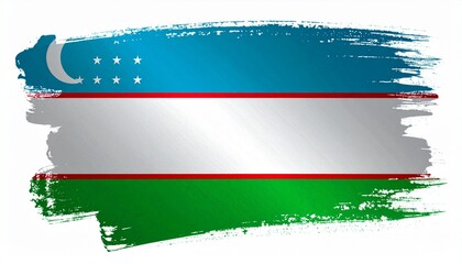 Brushstroke Uzbekistan Flag Patriotic Artwork