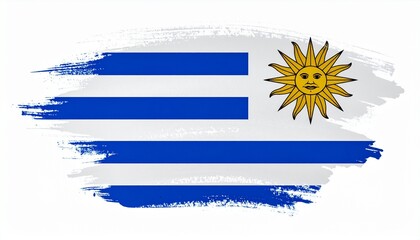 Brushstroke Uruguay Flag Patriotic Artwork