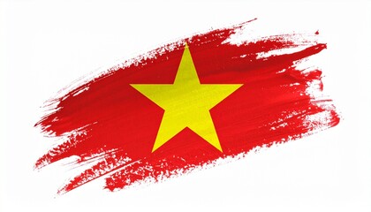 Brushstroke Vietnam Flag Golden Star Artwork