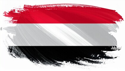 Grunge Style Yemeni Flag Art Abstract Red White and Black National Banner
