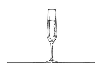 Elegant champagne flute filled with bubbly drink for celebration  