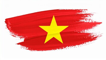 Brushstroke Vietnam Flag Golden Star Artwork