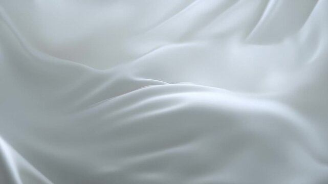Abstract dynamic background of luxurious white silk or satin fabric flowing in soft, elegant waves.