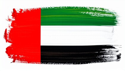 Painted Grunge Style UAE Flag Art Red Green White Black