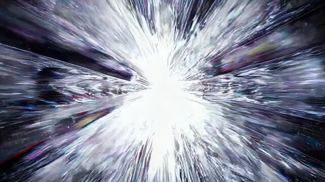Abstract floral kaleidoscope composed of crystal petals on a dark cosmos