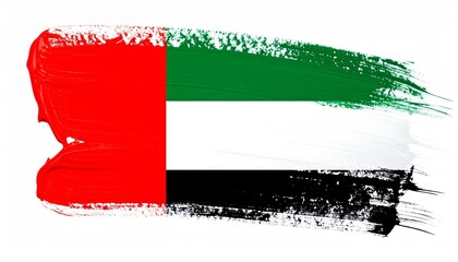 Painted Grunge Style UAE Flag Art Red Green White Black