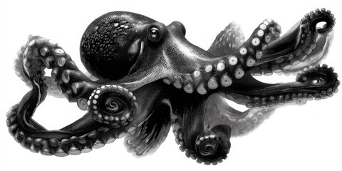 Obraz premium An octopus gracefully spreading its tentacles in a dynamic underwater scene, showcasing intricate details and textures