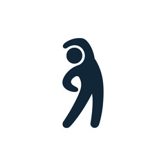 Stylized figure performing a yoga pose or stretch