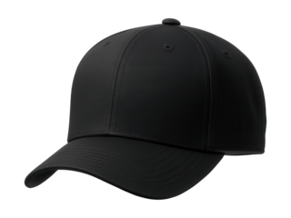 Flat black cap with curved brim for outdoor service personnel.