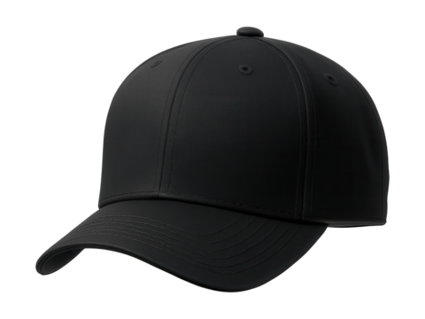 Flat black cap with curved brim for outdoor service personnel.
