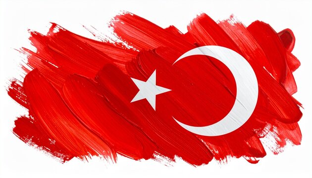 Painted Grunge Style Turkey Flag Art with Star and Crescent