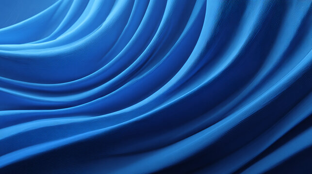 Elegant and smooth folds of a vibrant blue fabric, creating a sense of flow and movement. The play of light and shadow enhances the texture and depth