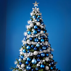 christmas tree on blue background