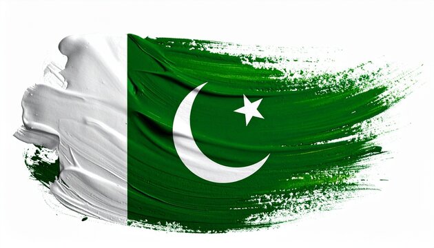 Painted Grunge Style Pakistan Flag Art with Crescent and Star