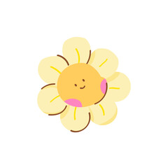 cute yellow cartoon flower hand drawn.