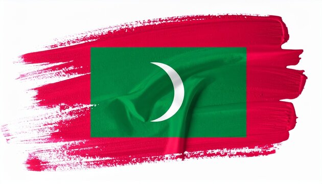 Artistic Watercolor Maldivian Flag Digital Wallpaper Textured Brushstroke Design of Maldivess National Symbol