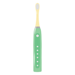 Green rechargeable electric toothbrush illustration. Modern electric brush, rechargeable handle vector. Rechargeable toothbrush design, dental hygiene tool