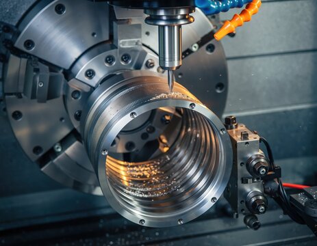 Precision Machining of Metal Component in CNC Lathe Workshop
