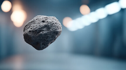 Asteroid fragment suspended in microgravity chamber for scientific study and exploration