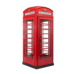 Classic Red Telephone Booth Standing Alone in a Quiet Urban Street