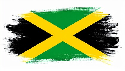 Artistic Watercolor Jamaica Flag Digital Wallpaper Textured Brushstroke Design of Jamaicas National Symbol