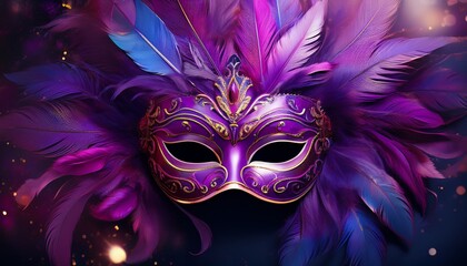 purple feathered masquerade mask