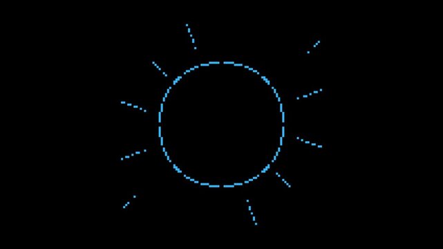 blue circle impact effect animation in pixel art style with black background