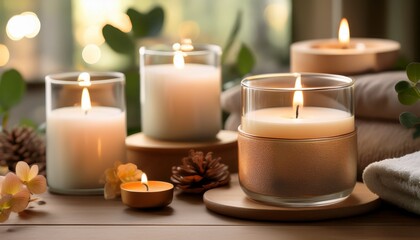 create a cozy and inviting atmosphere with these elegant candles perfect for intimate gatherings or a serene spa retreat radiating warmth and tranquility